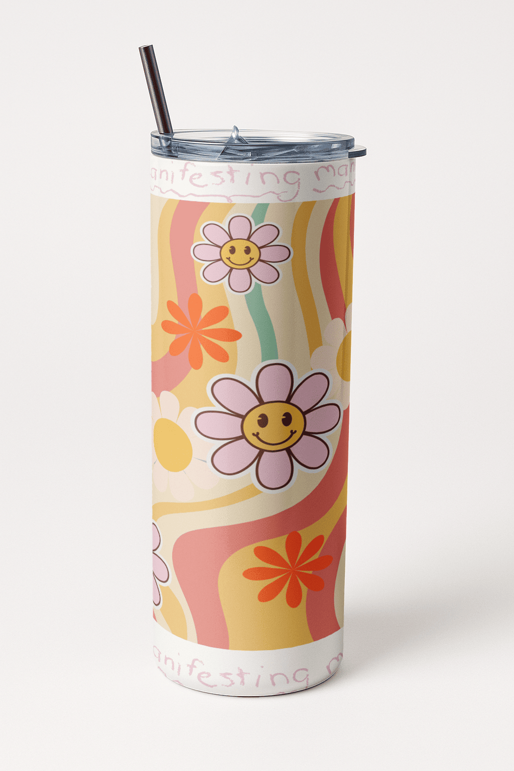 Funky Bubble Blossom Tumbler Bottle with Straw