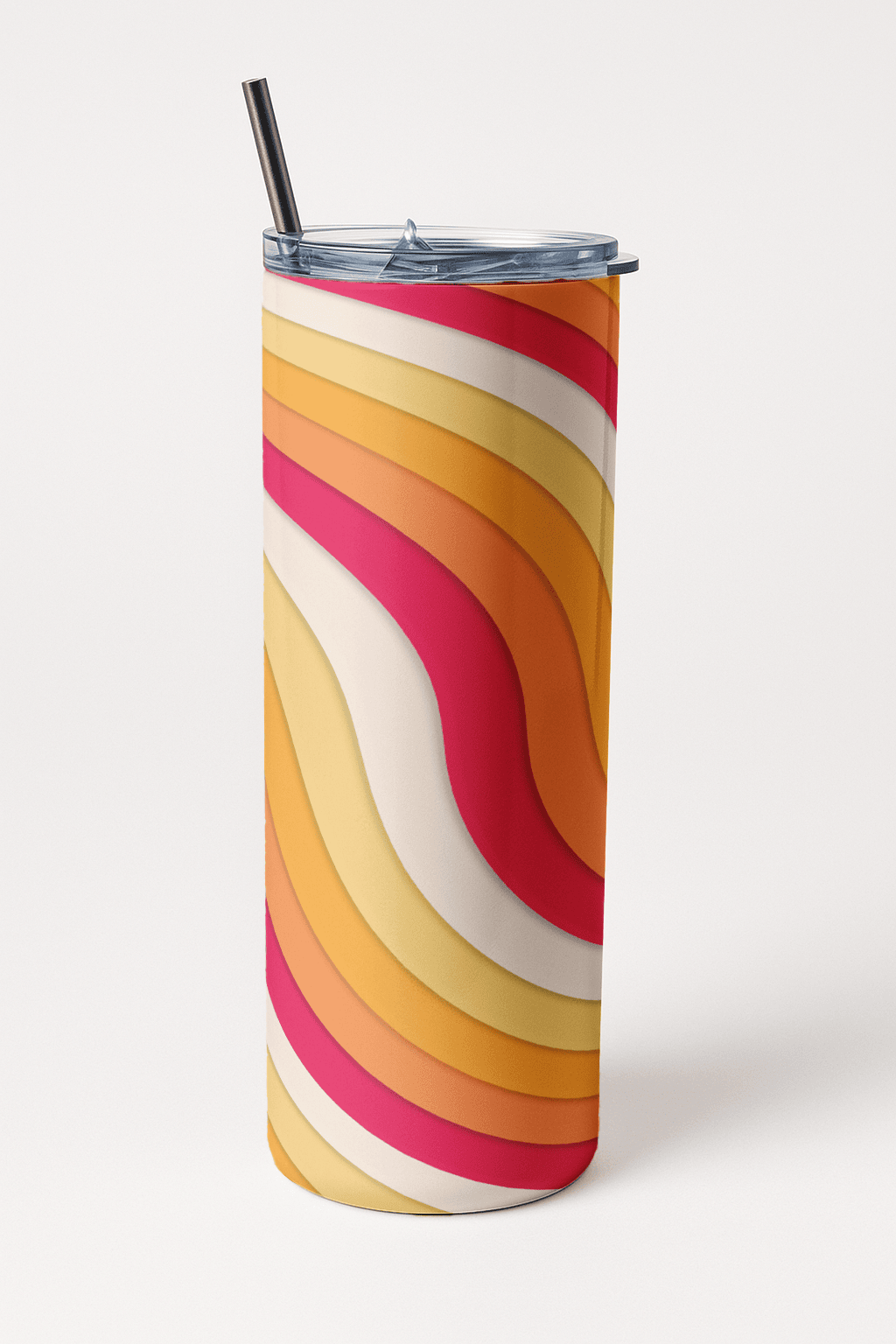 Funky Swirly Stripe Tumbler Bottle with Straw
