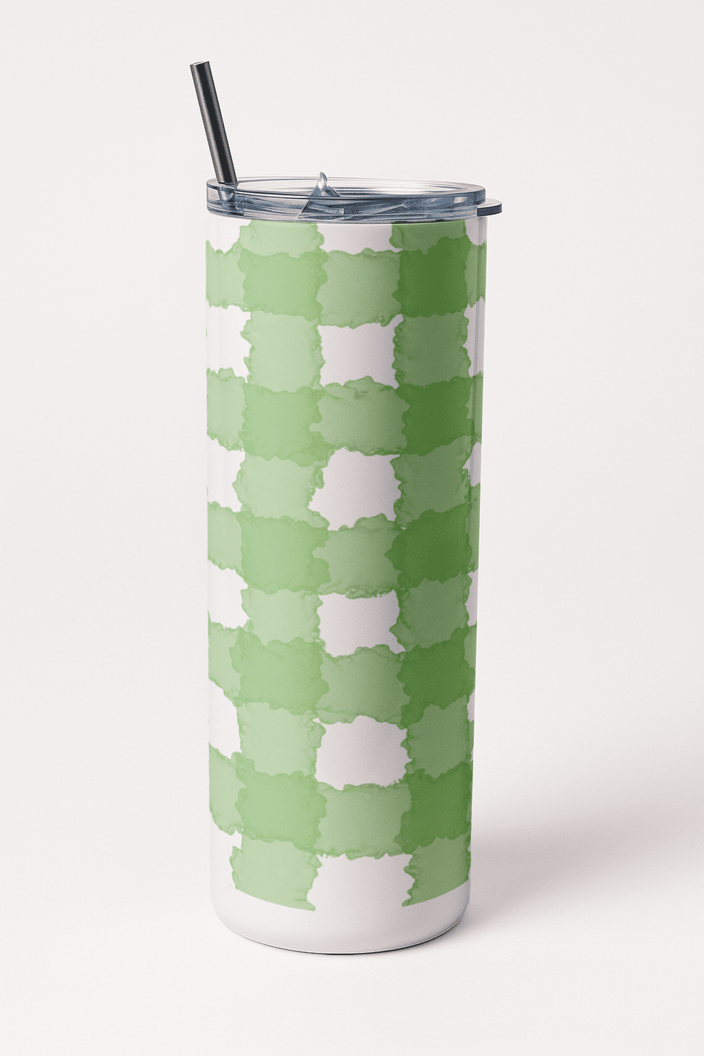 Green Check n chill Tumbler Bottle with Straw