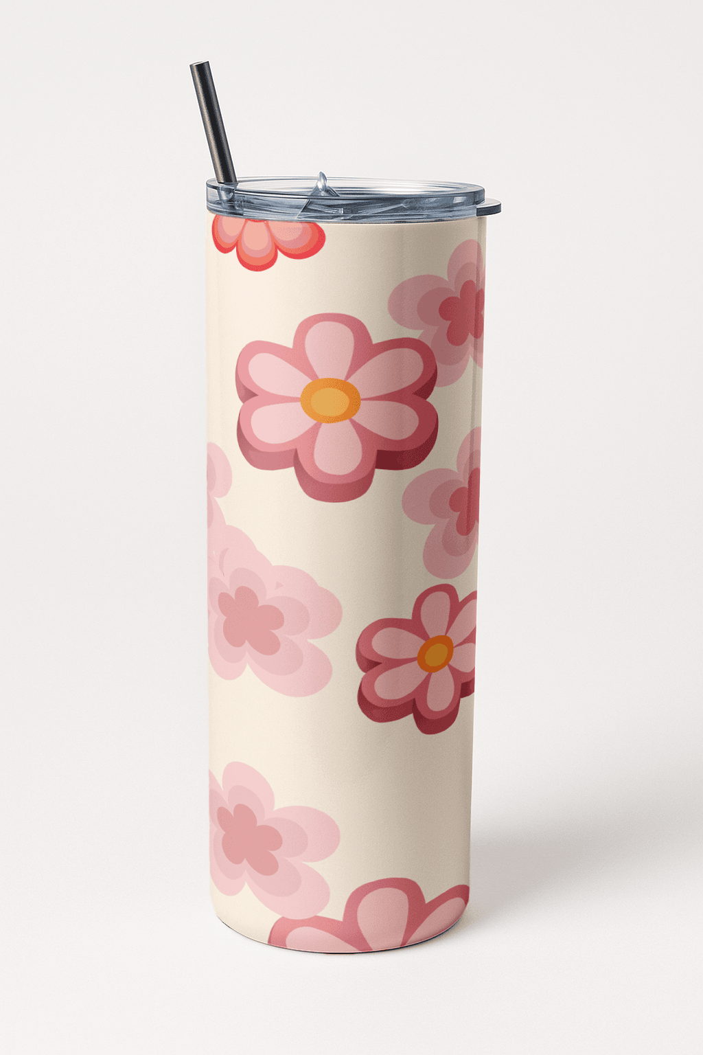 Bloomette Peach Aesthetic Tumbler Bottle with Straw