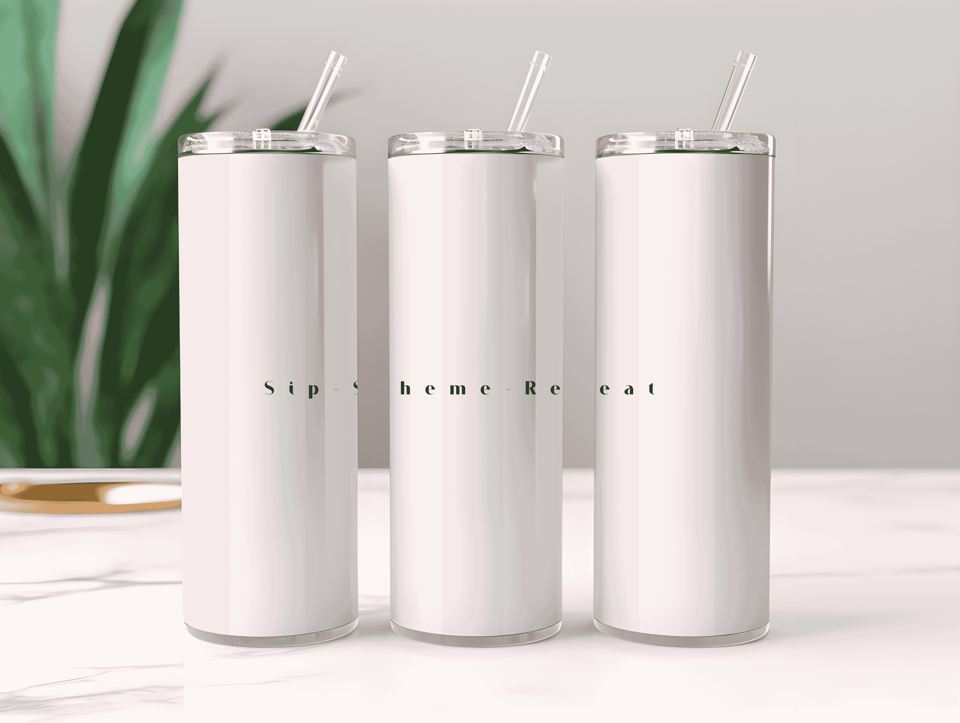 Blush Luxe Minimalist Tumbler Bottle with Straw
