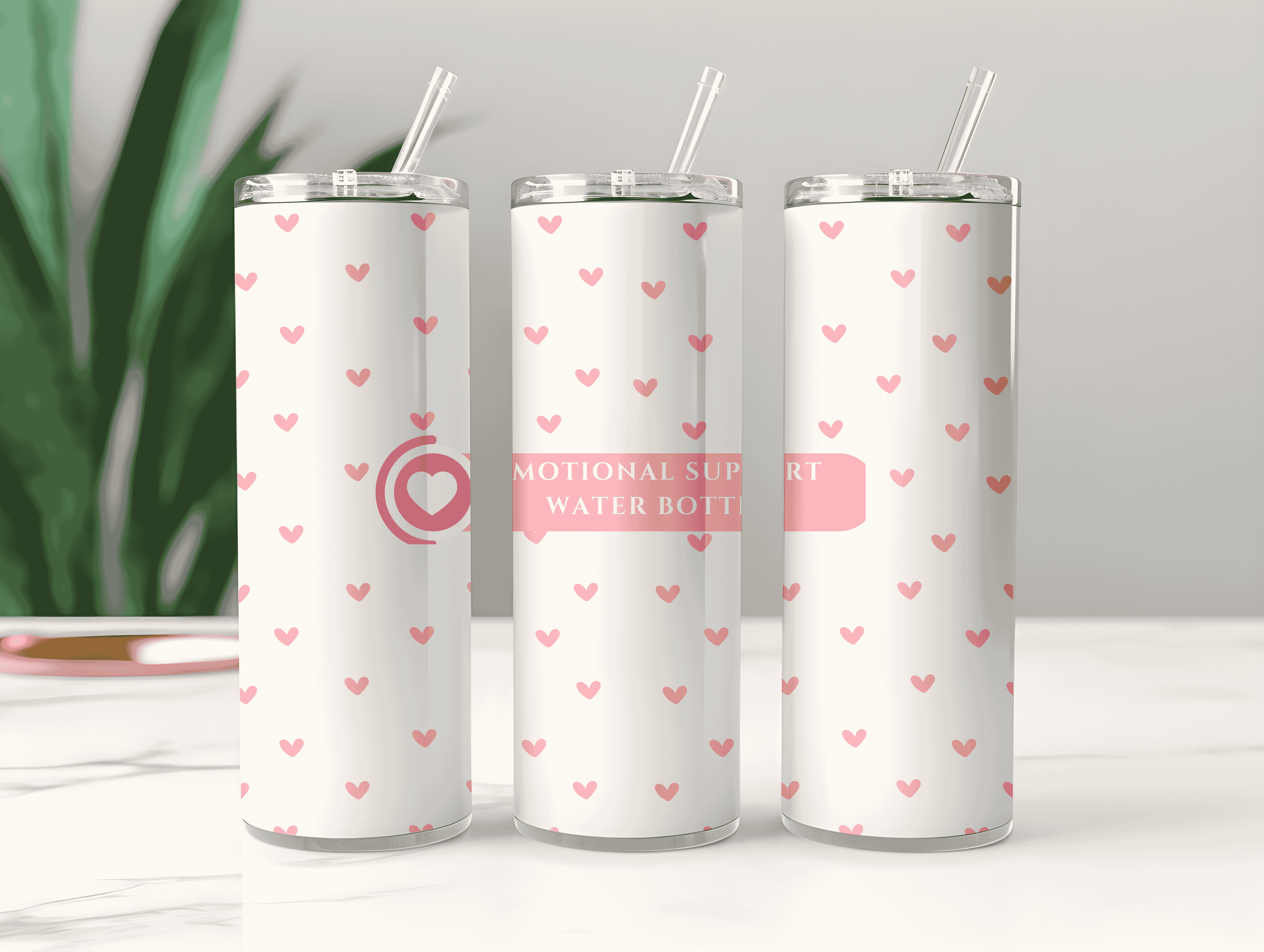 Emotional Support Cute Aesthetic Tumbler Bottle with Straw