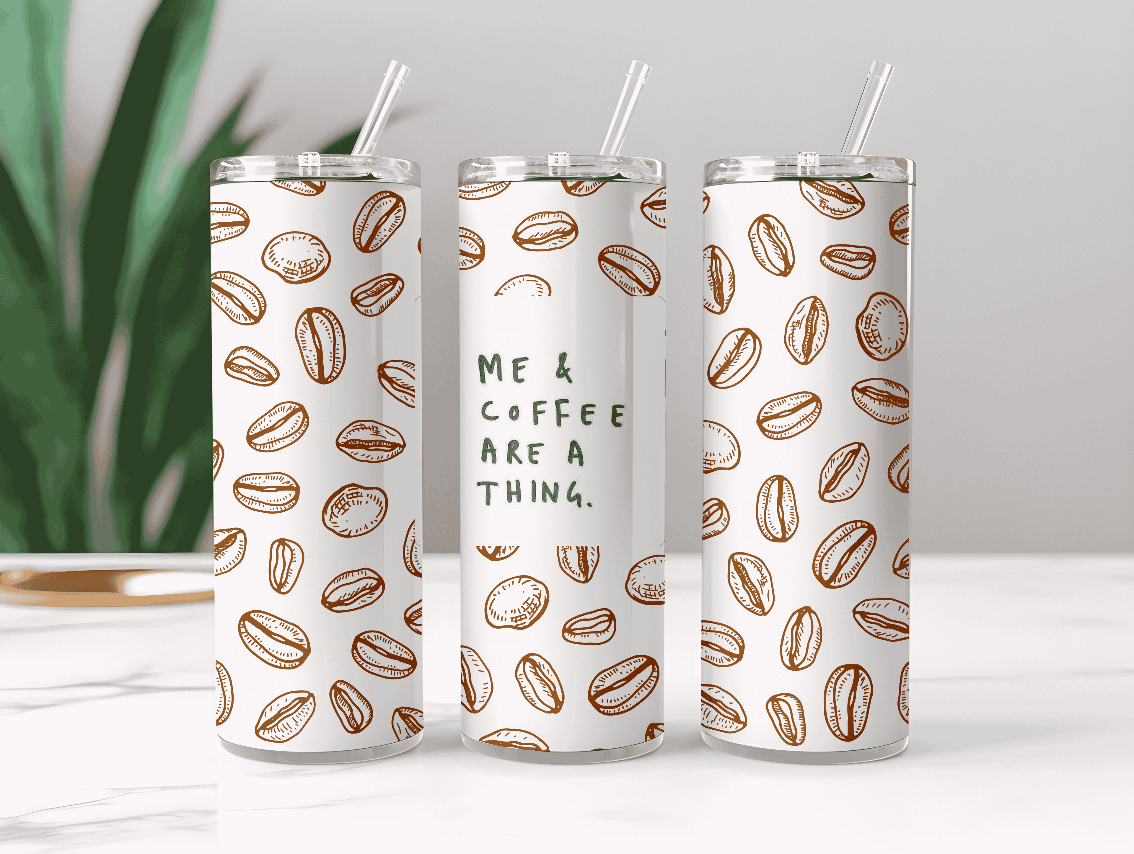 Aesthetic Coffeeholic Tumbler Bottle with Straw