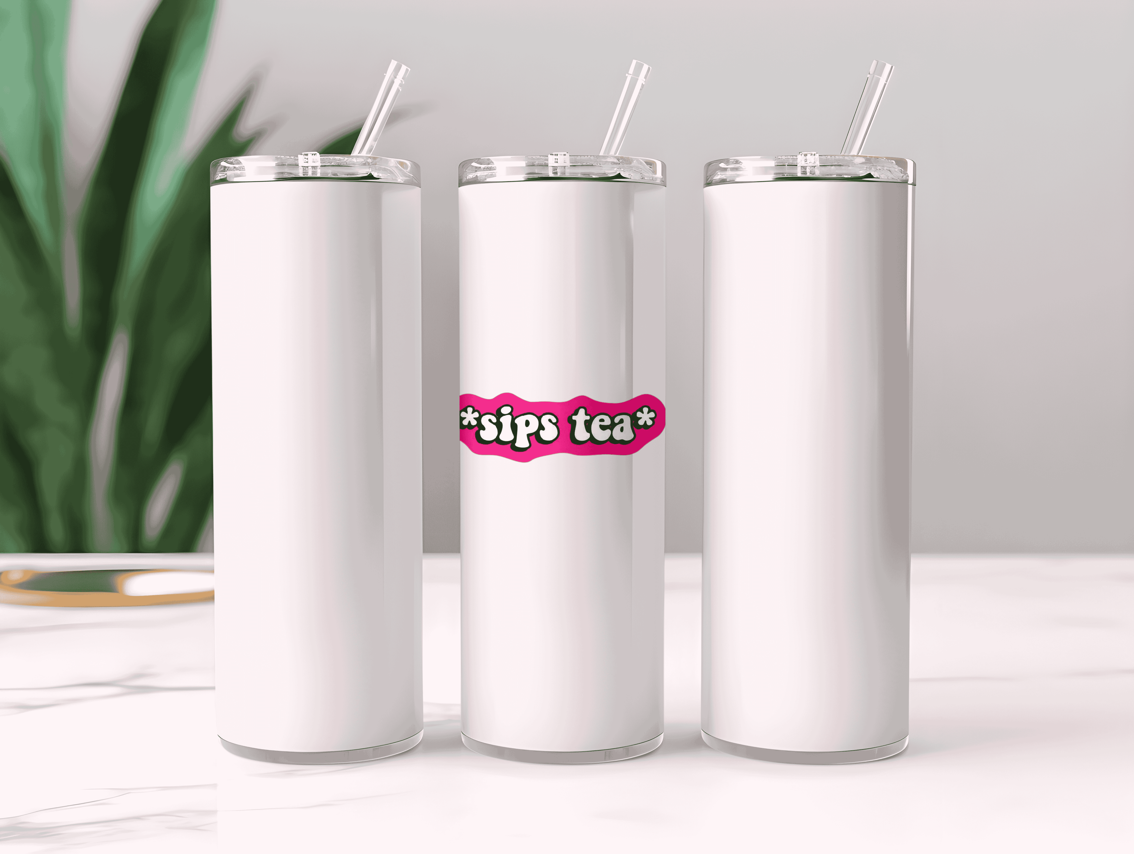 Trendy Pink Girly Sips Tumbler Bottle with Straw