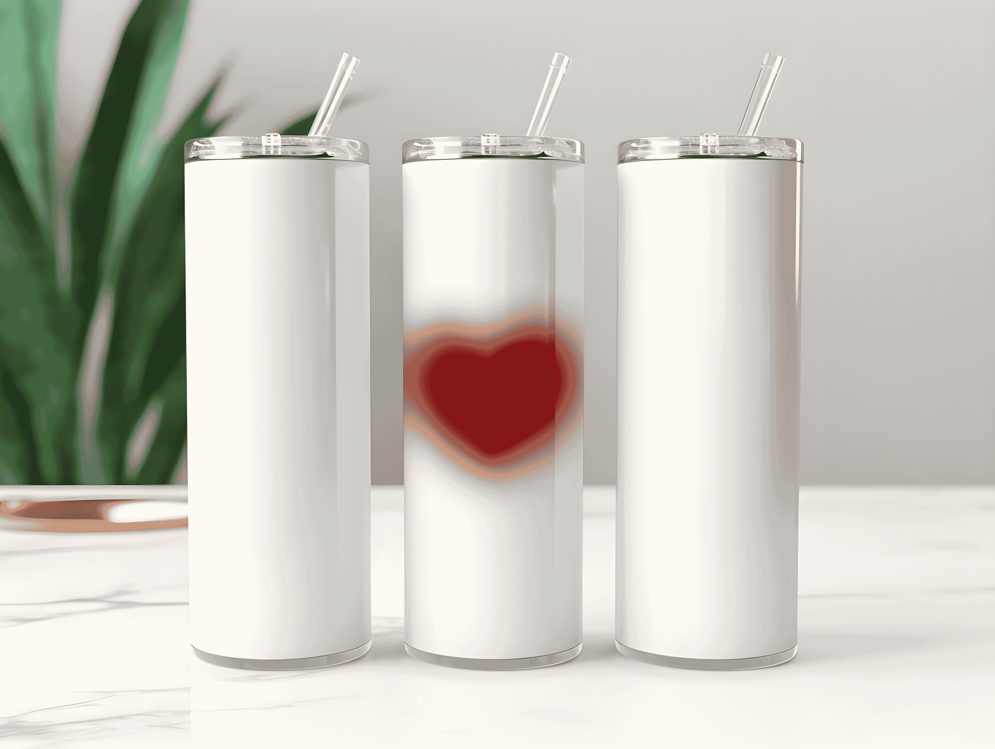 Mini Maroon Heart Tumbler Bottle with Straw