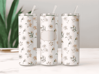 Victorian Floral Printed Tumbler Bottle with Straw