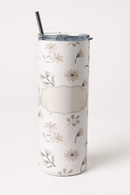 Victorian Floral Printed Tumbler Bottle with Straw
