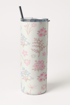 Pretty Floral Aesthetic Tumbler Bottle with Straw