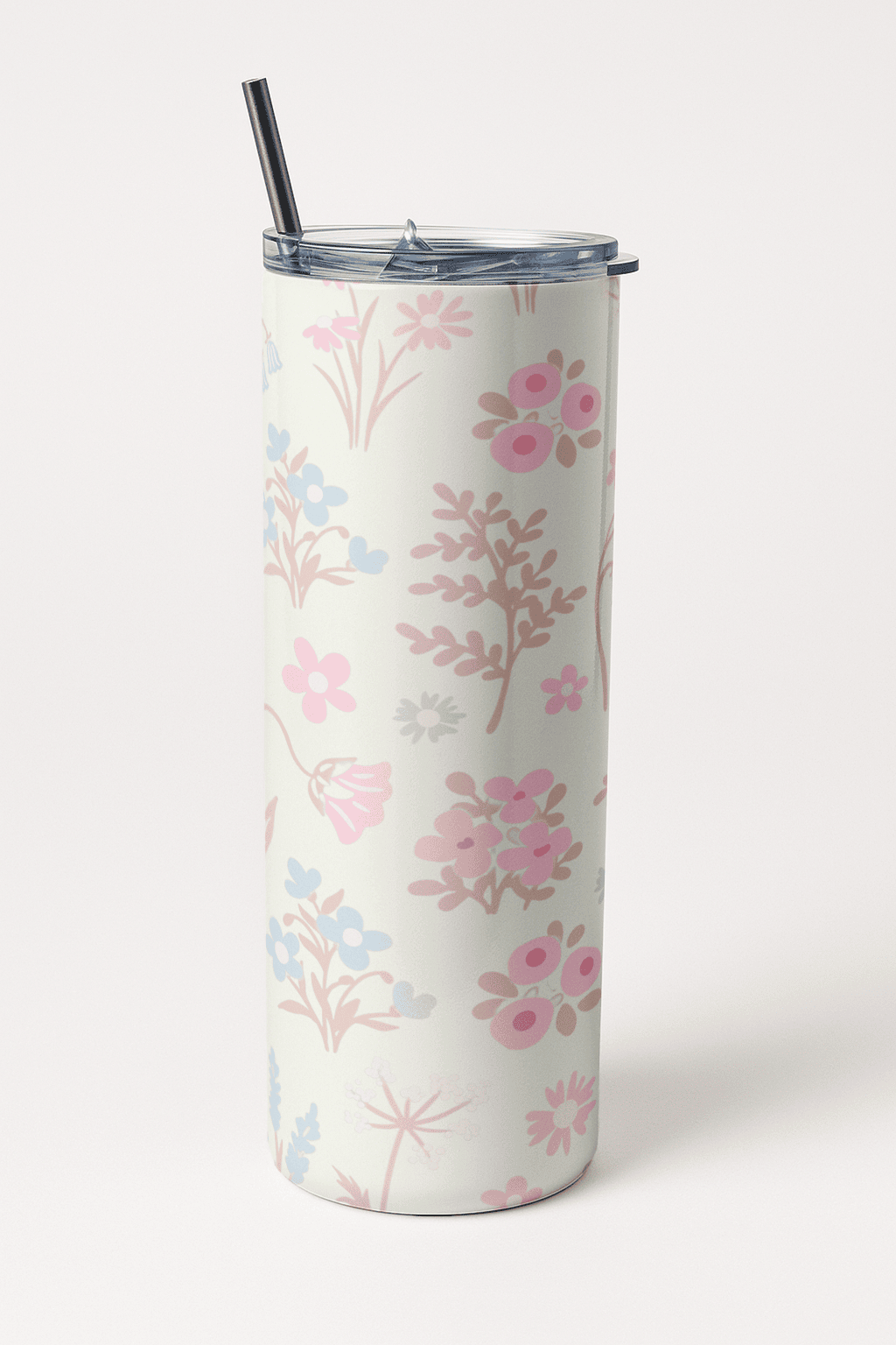 Pretty Floral Aesthetic Tumbler Bottle with Straw