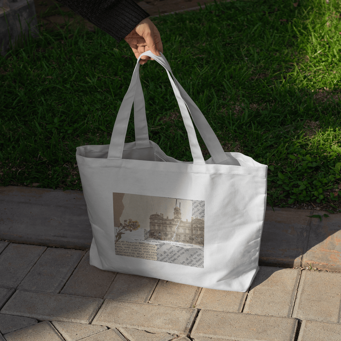 Light Academia Aesthetic Large Tote Bag 100% Cotton