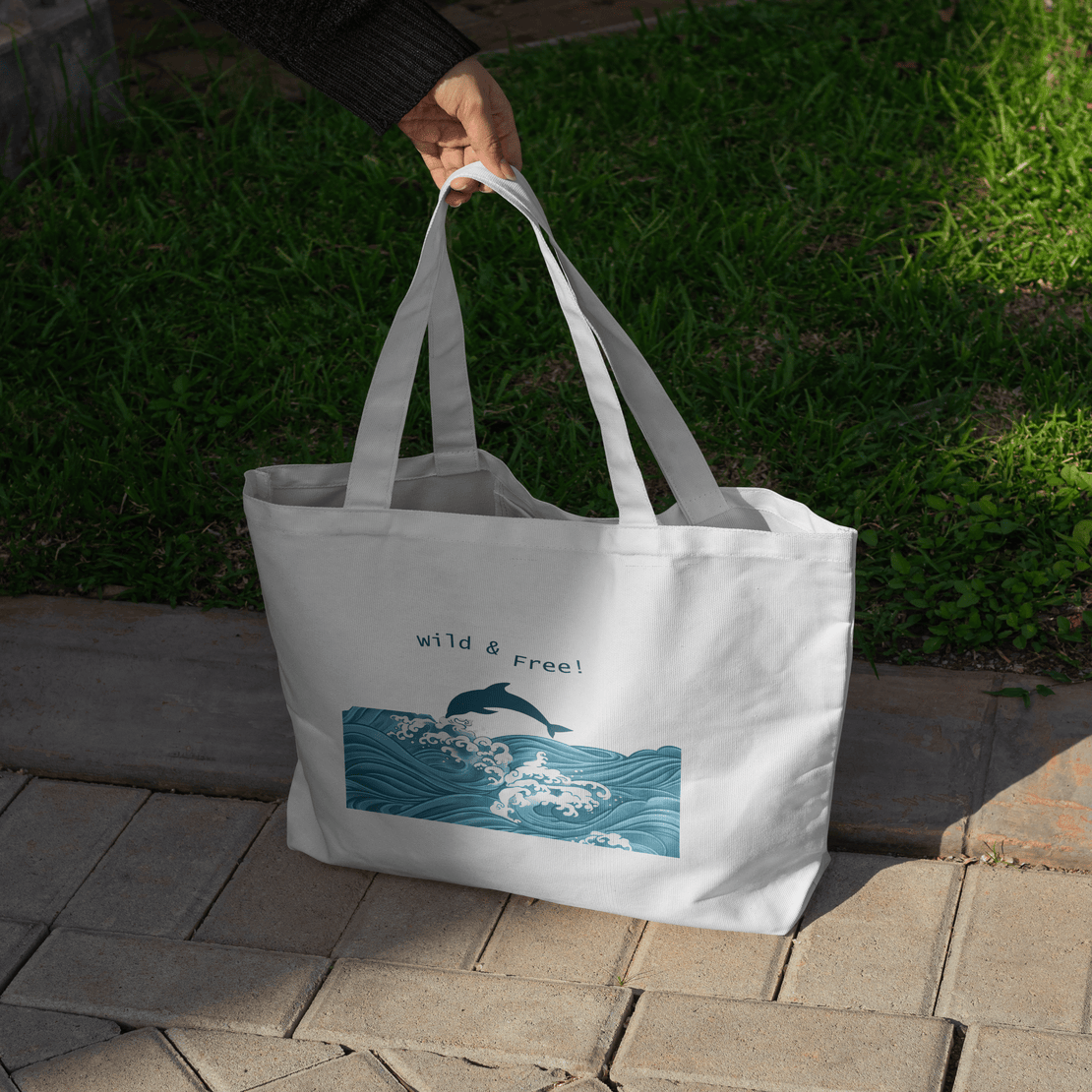 Wild & Free Large Tote Bag 100% Cotton with Zipper