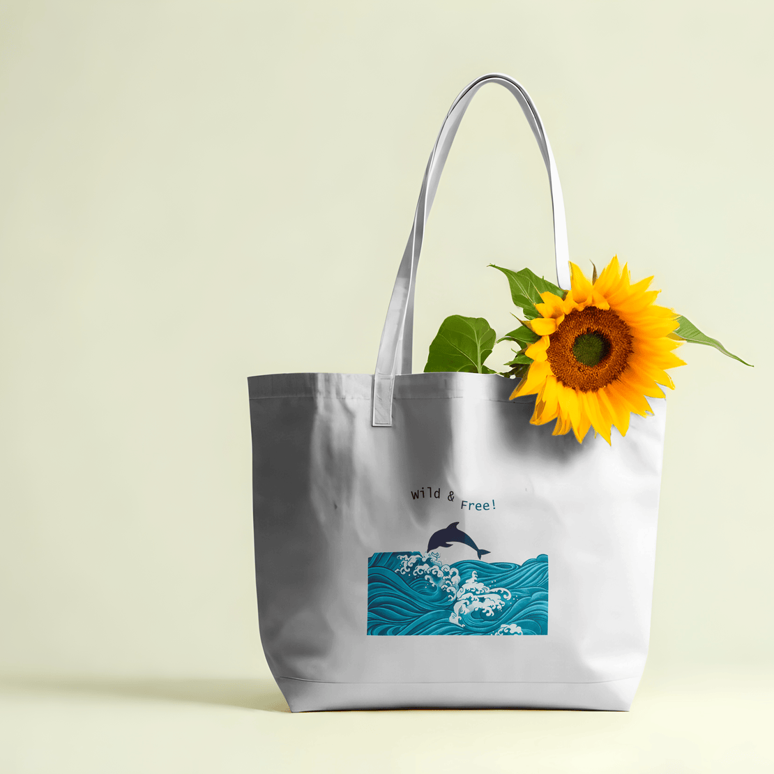 Wild & Free Large Tote Bag 100% Cotton with Zipper