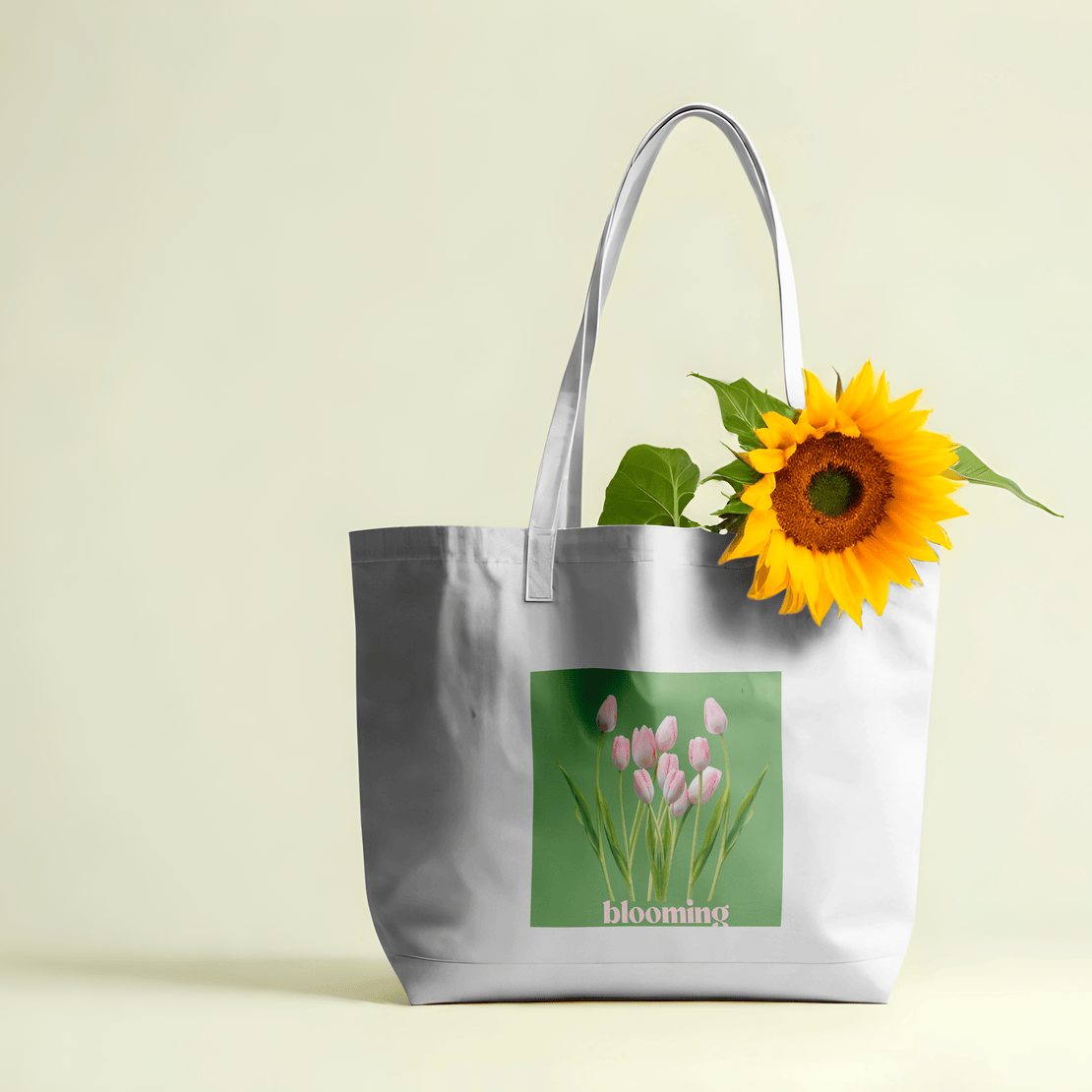 Pastel Tulip Aesthetic Large Tote Bag 100% Cotton with Zipper