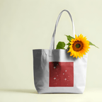 Red Whimsical Aesthetic Large Tote Bag 100% Cotton with Zipper