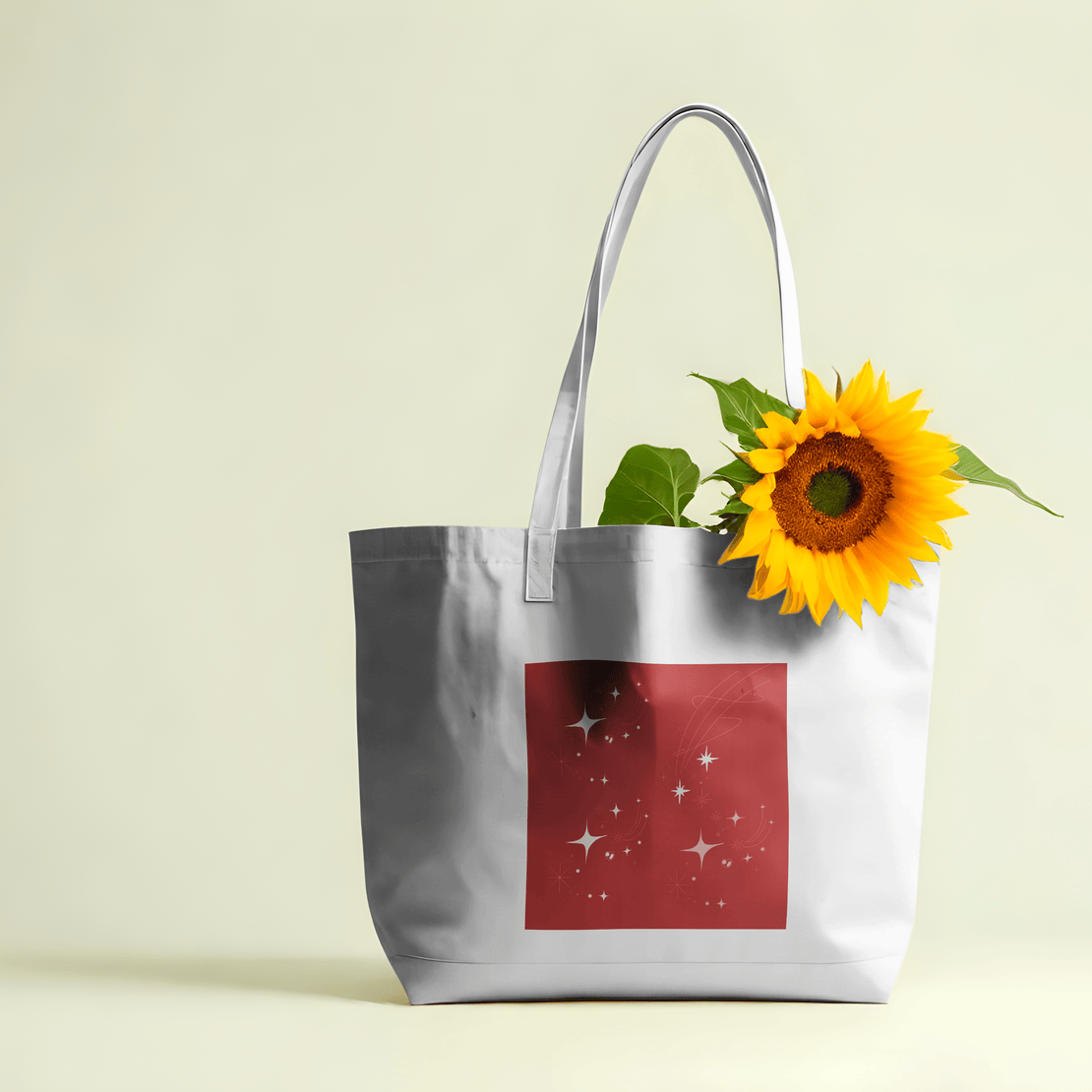 Red Whimsical Aesthetic Large Tote Bag 100% Cotton with Zipper