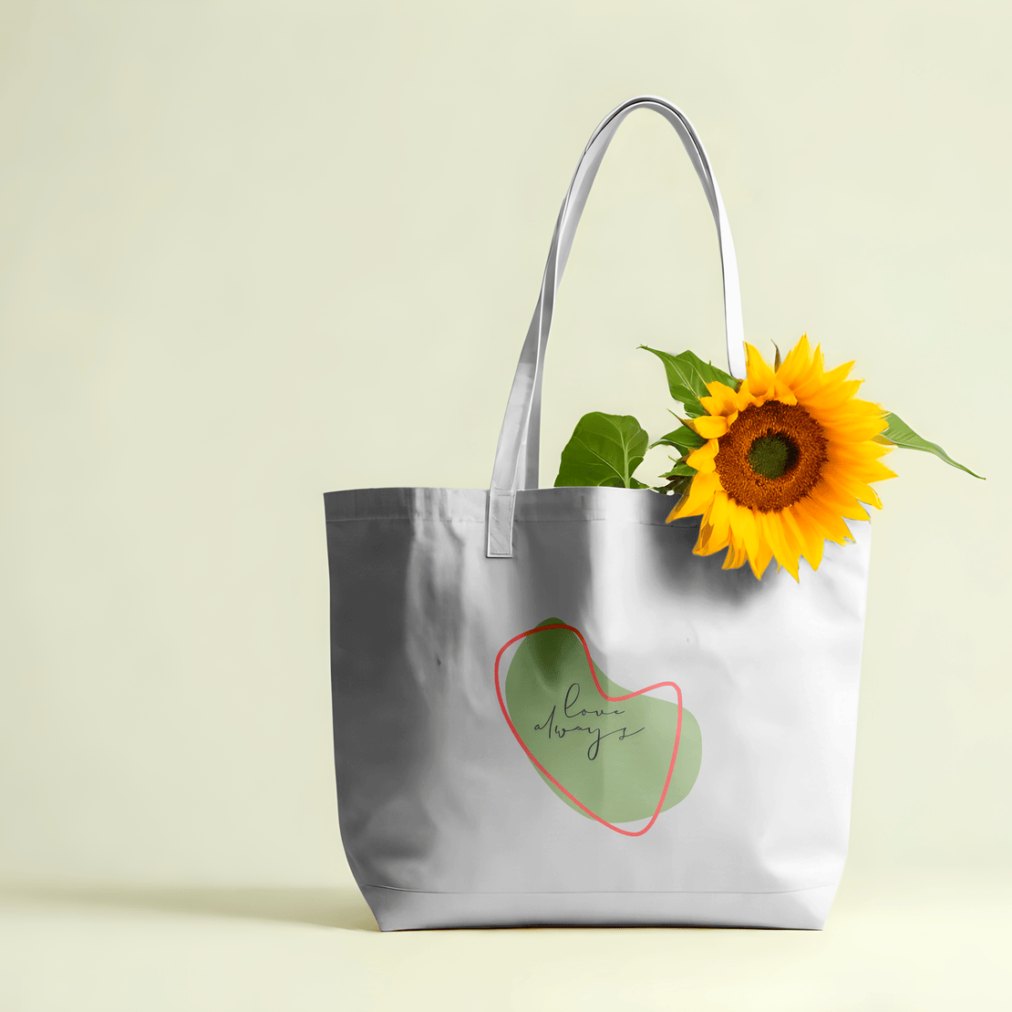Love Always Pastel Large Tote Bag 100% Cotton with Zipper