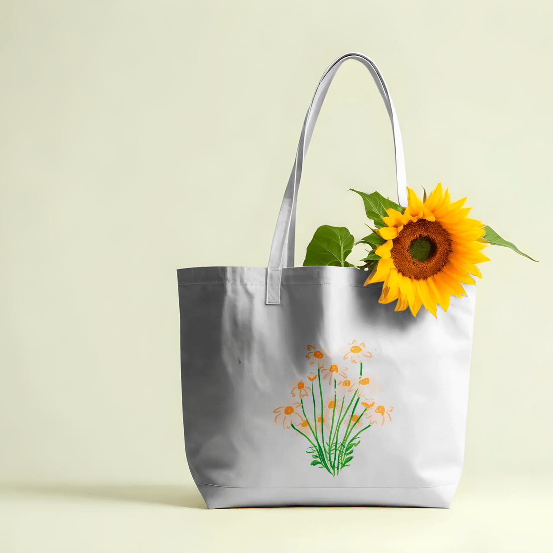 Blooming Flowers Large Tote Bag 100% Cotton with Zipper