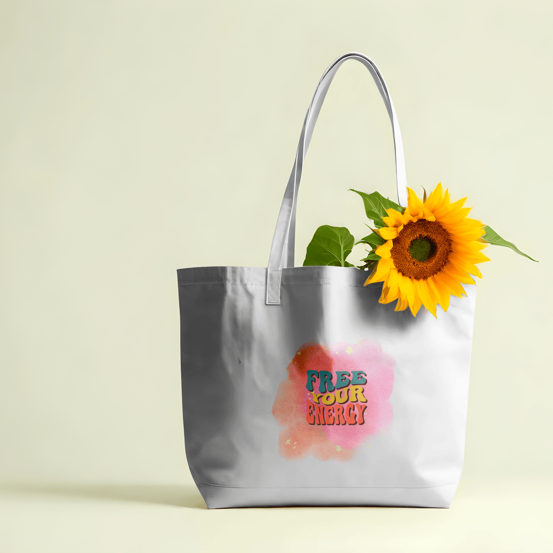 Free Your Energy Large Tote Bag 100% Cotton with Zipper