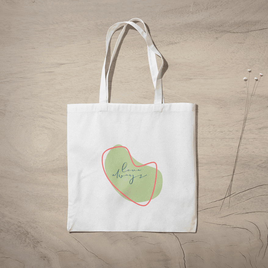 Love Always Pastel Tote Bag 100% Cotton with Zipper