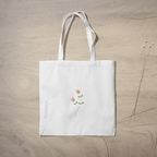 Twin Flower Tote Bag 100% Cotton with Zipper