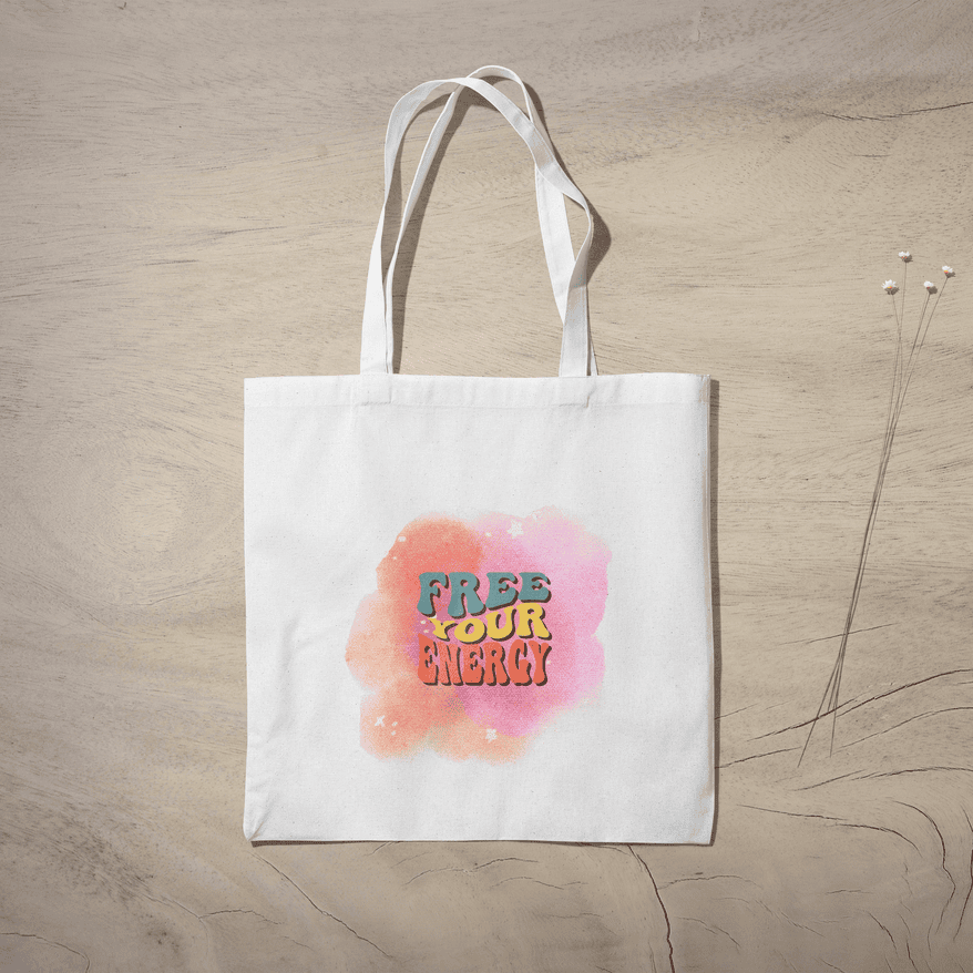 Free Your Energy Tote Bag 100% Cotton with Zipper