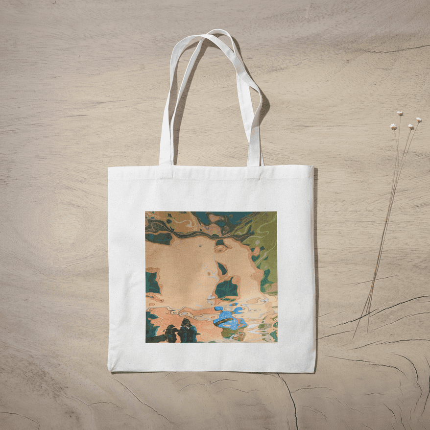 Aquatic Art Aesthetic Tote Bag 100% Cotton with Zipper