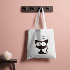 Dinner When Kitty Tote Bag 100% Cotton with Zipper
