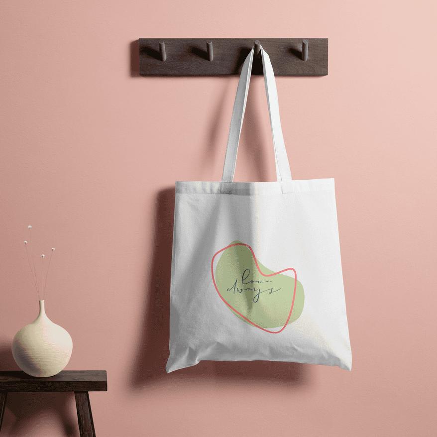 Love Always Pastel Tote Bag 100% Cotton with Zipper
