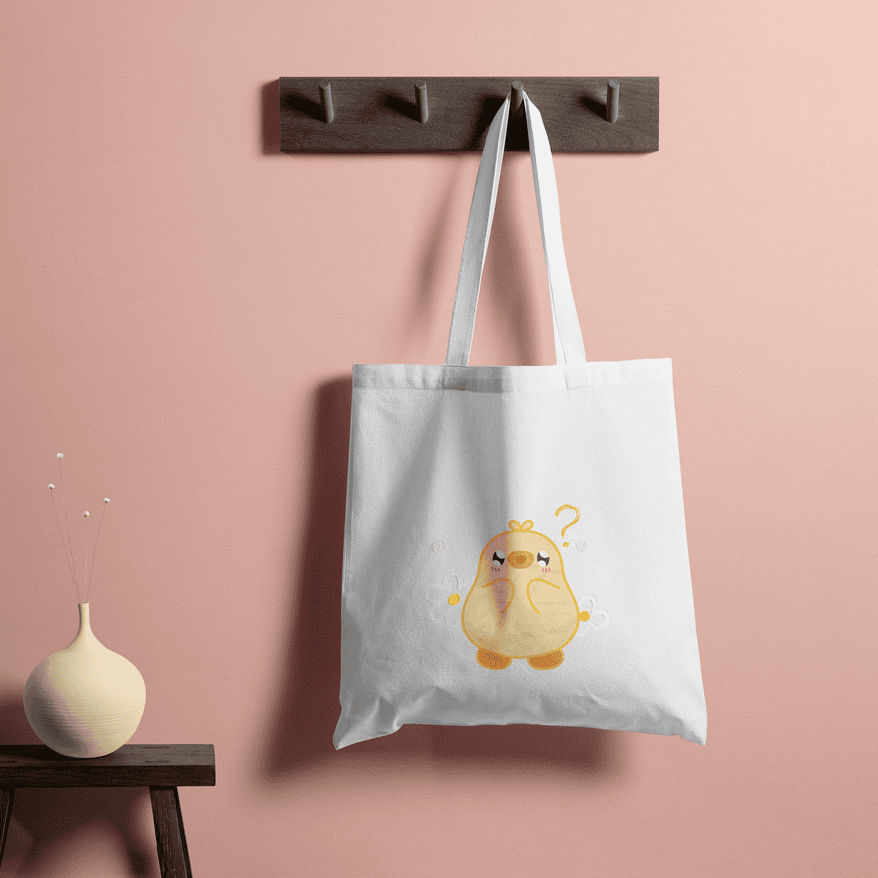 Kawai Duck Tote Bag 100% Cotton with Zipper