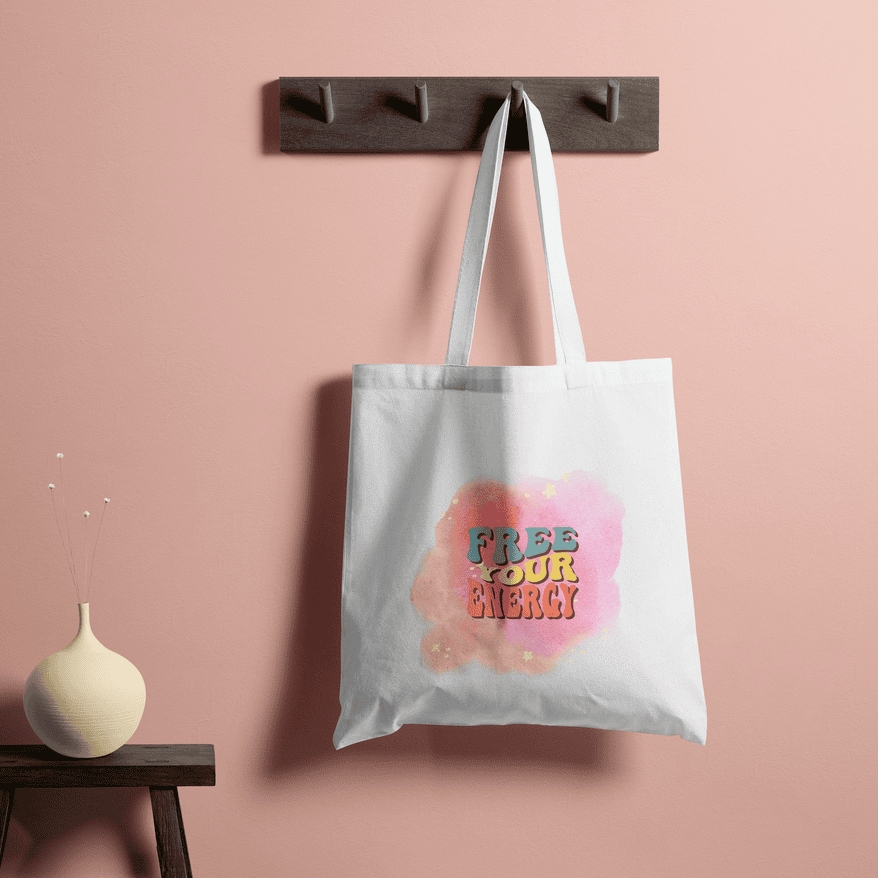 Free Your Energy Tote Bag 100% Cotton with Zipper