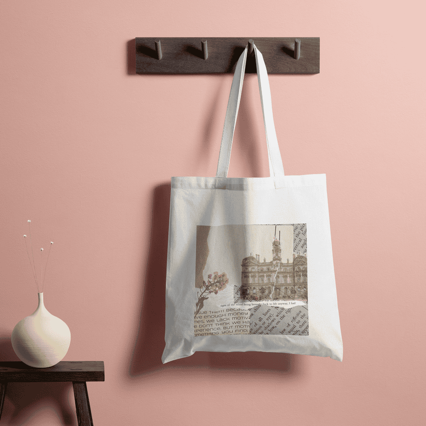 Light Academia Aesthetic Tote Bag 100% Cotton with Zipper
