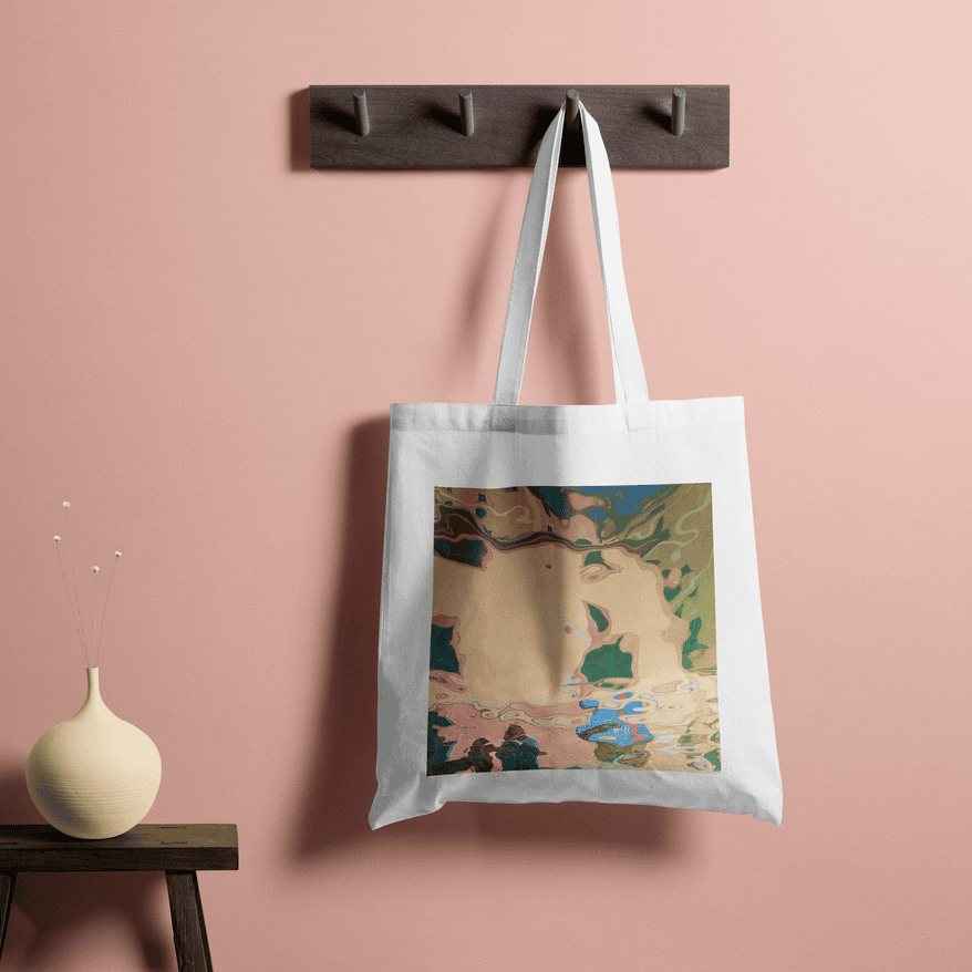 Aquatic Art Aesthetic Tote Bag 100% Cotton with Zipper