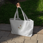 Twin Flower Large Tote Bag 100% Cotton with Zipper