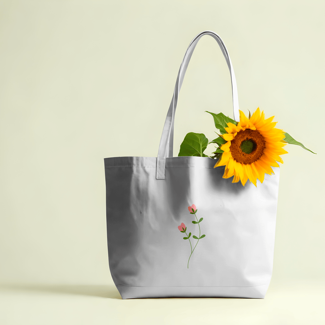 Twin Flower Large Tote Bag 100% Cotton with Zipper