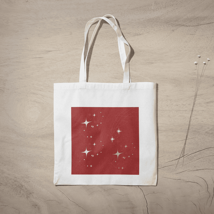 Red Whimsical Aesthetic Tote Bag 100% Cotton with Zipper