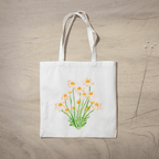 Blooming Flowers Tote Bag 100% Cotton with Zipper
