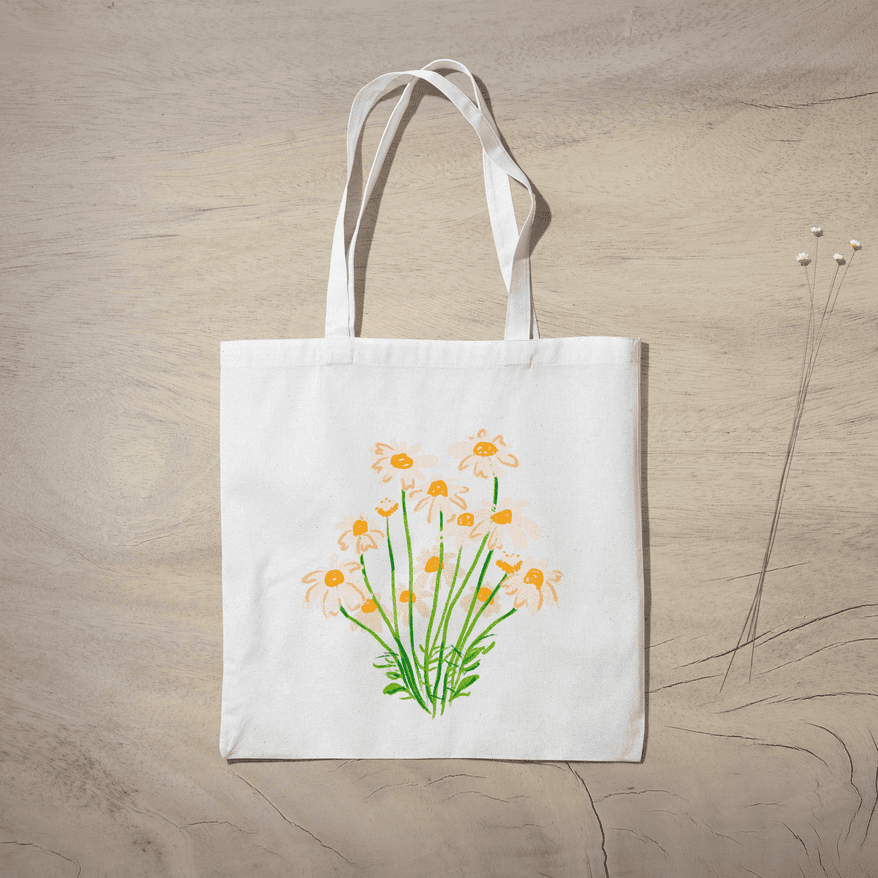 Blooming Flowers Tote Bag 100% Cotton with Zipper