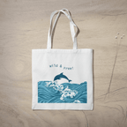Wild & Free Tote Bag 100% Cotton with Zipper