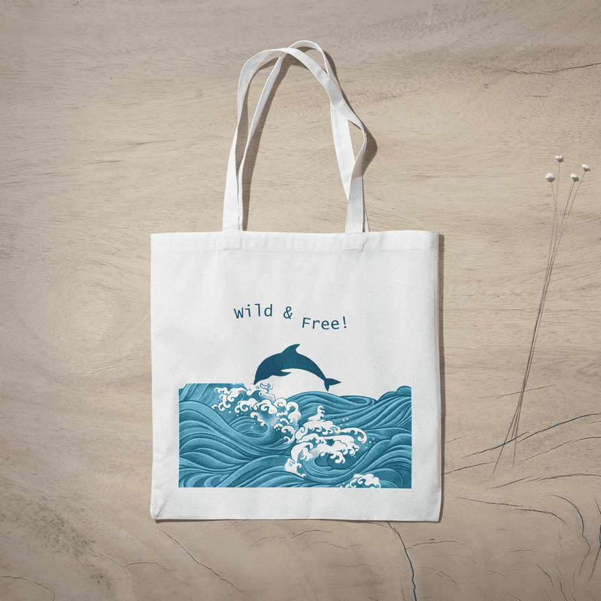 Wild & Free Tote Bag 100% Cotton with Zipper