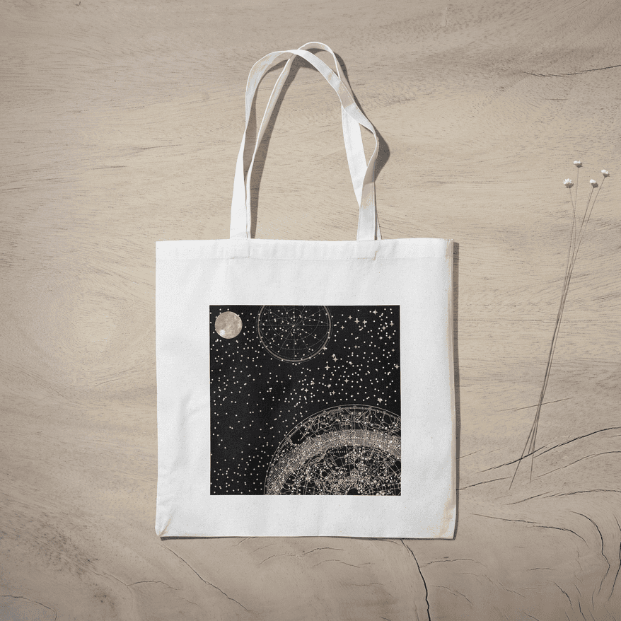 Celestial Aesthetic Tote Bag 100% Cotton with Zipper