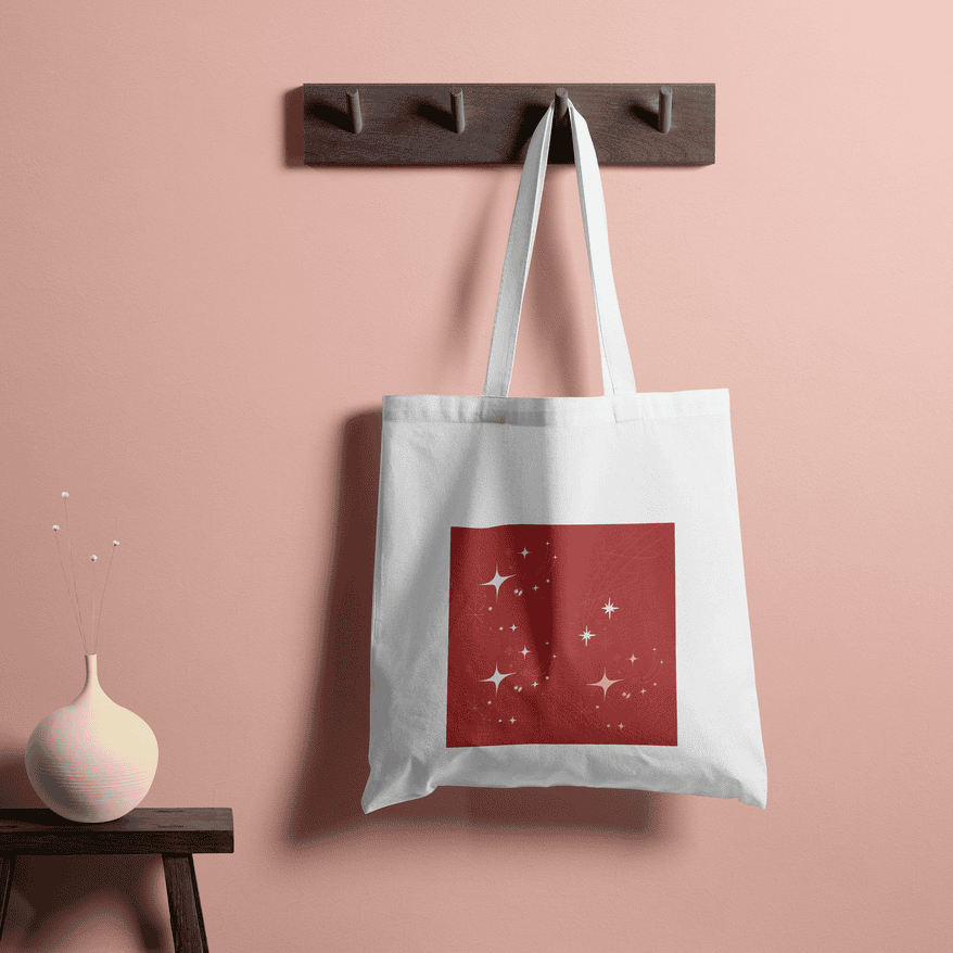 Red Whimsical Aesthetic Tote Bag 100% Cotton with Zipper