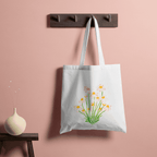Blooming Flowers Tote Bag 100% Cotton with Zipper