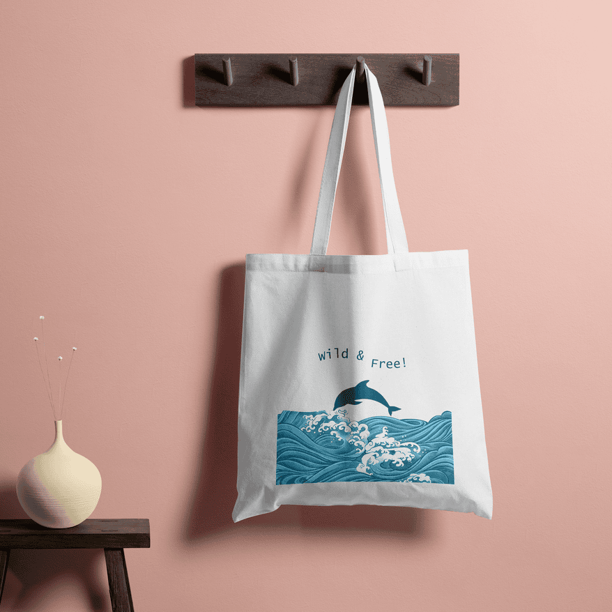 Wild & Free Tote Bag 100% Cotton with Zipper