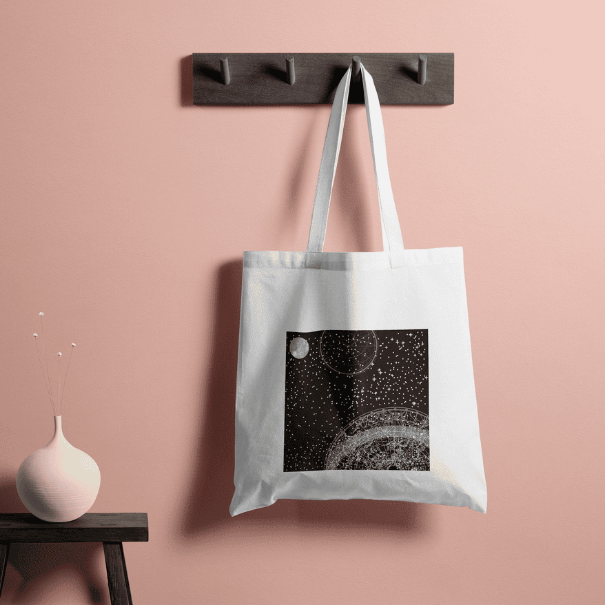 Celestial Aesthetic Tote Bag 100% Cotton with Zipper