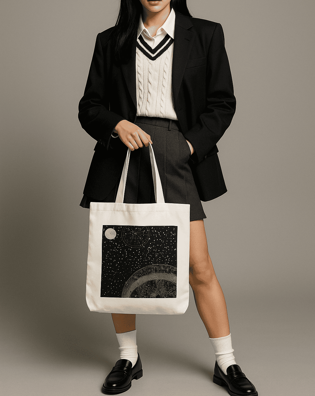 Celestial Aesthetic Tote Bag 100% Cotton with Zipper