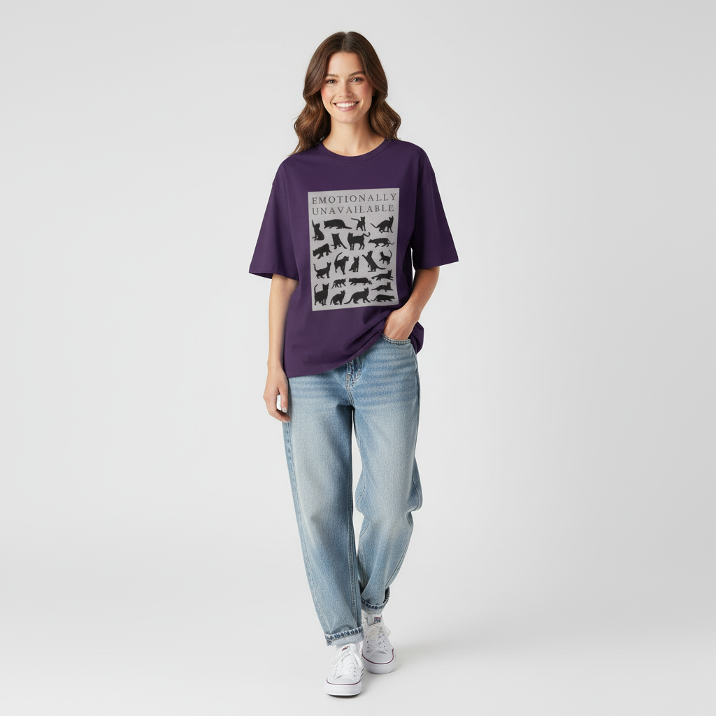 Emotionally Unavailable Women Oversized T-Shirt - PURPLE