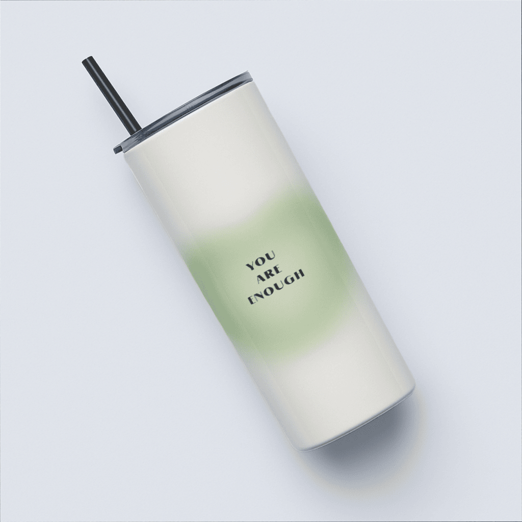 Green Aesthetic Affirmation Tumbler Bottle