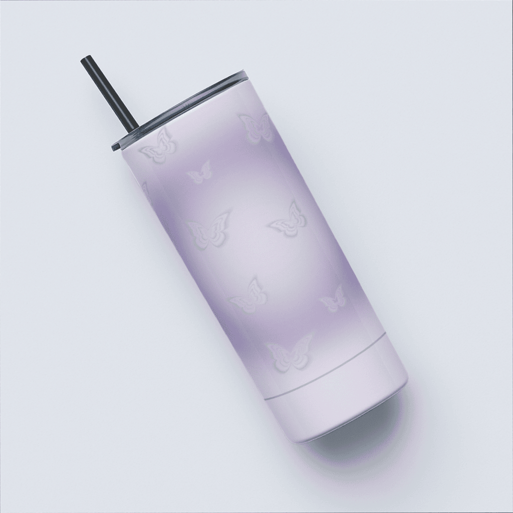 Purple Aura Butterfly Print Tumbler Bottle
