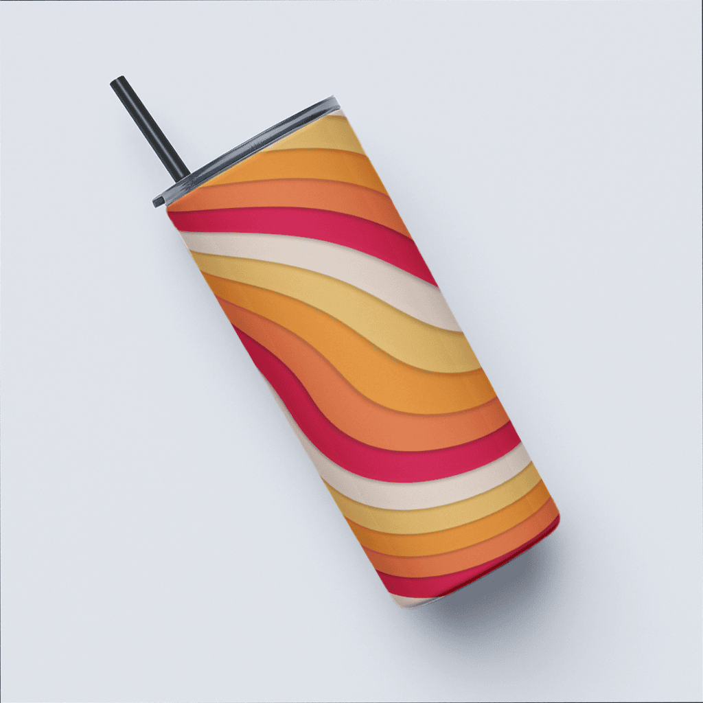 Funky Swirly Stripe Tumbler Bottle with Straw