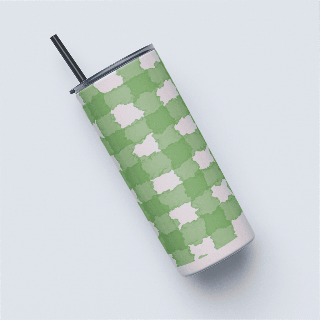 Green Check n chill Tumbler Bottle with Straw